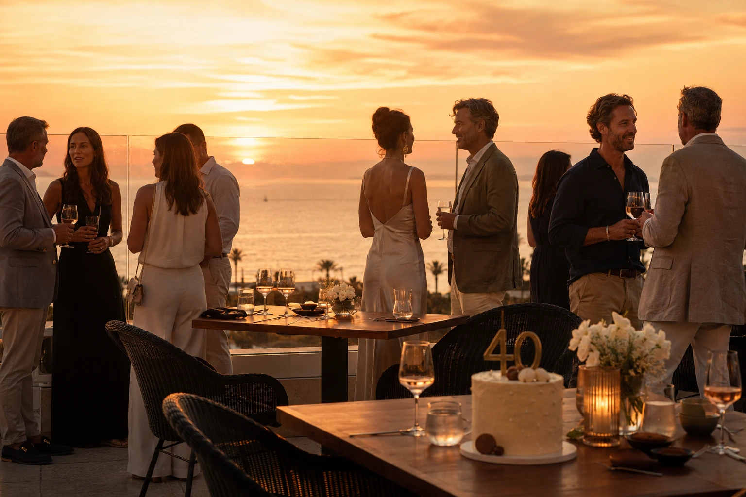A group of friends and family enjoying a 40th birthday on our rooftop.